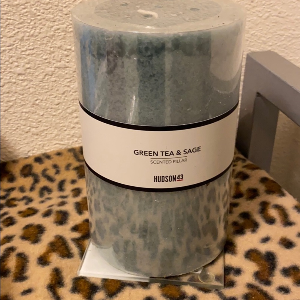 Green Tea & Sage Pillar Candle